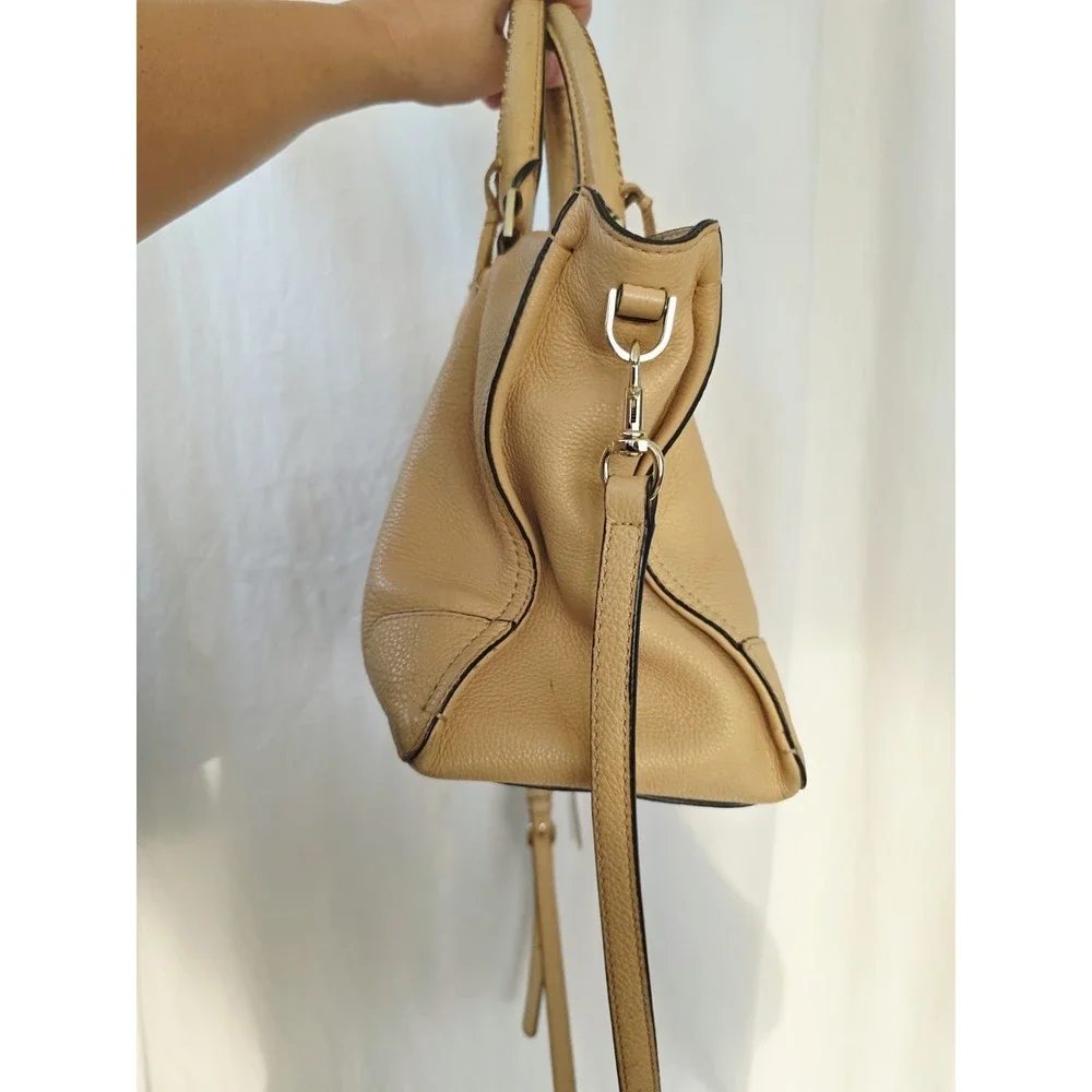 Rebecca Minkoff Regan Learher Shoulder Bag Crossbody Almond Brown Tan Minimalist